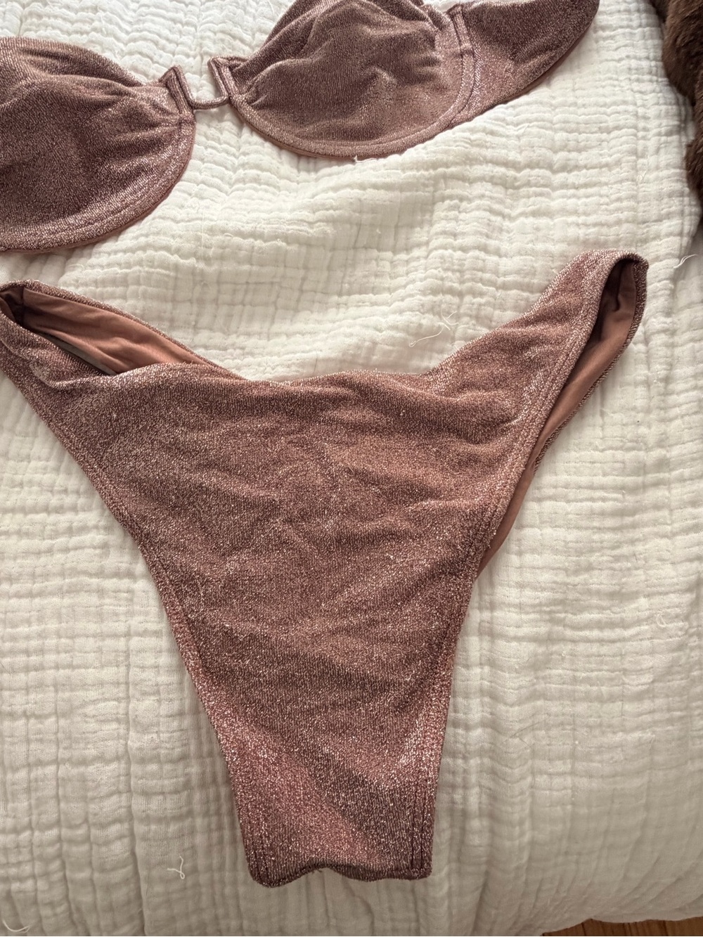 Monday Swimwear Shimmery Rose Gold Bikini Set - Picture 4 of 6